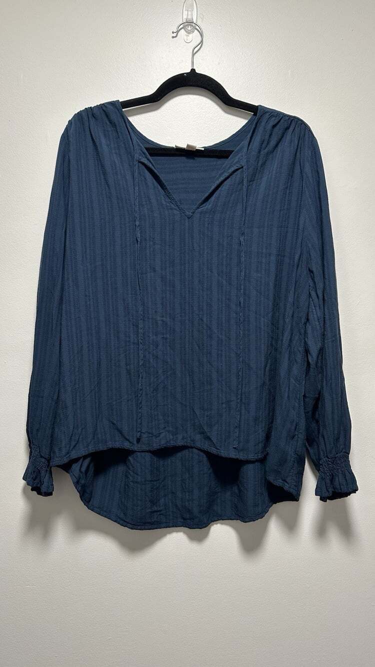 Knox Rose Blouse Peasant Top Blue Cottage Core Flowy Fall Shirt XL